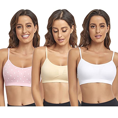 Image of Litthing Bralettes Padded for Women Cami Strap Bra Seamless Sportsbra Wireless Comfort Yoga Lightly T-Shirt Tank Tops