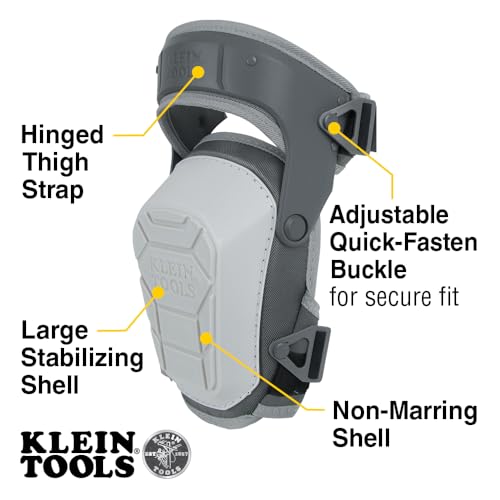 Image of KLEIN TOOLS 60897 Knee Pads for Men and Women, Non-Marring, Heavy Duty Stabilizer Work Knee Pads, Adjustable Straps for Construction and Flooring