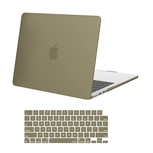 MOSISO Compatible with MacBook Air 13 inch Case 2026 2025 2024-2022 Release M4 A3240 M3 A3113 M2 A2681, Plastic Hard Shell & Keyboard Cover Compatible with MacBook Air 13.6 inch Case, Olive Yellow