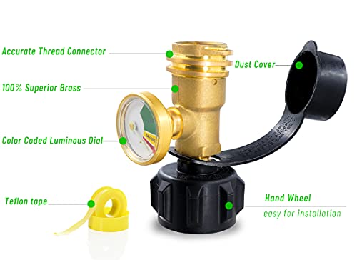 LONGADS-Propane-Tank-Gauge-Level-Indicator-Leak-Detector-with-Type-1-Connection-Set-of-2-Propane-Gauge-for-Propane-Tanks-5lb-40lb-Universal-for-BBQ-Gas-Grill-Cylinder-RV-Camper-Heater-Etc