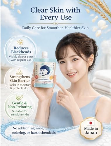 Keana Japanese Rice Face Mask – Pore Care Hydrating Wash-Off Mask with Rice Extract | Skin Smoothing & Moisturizing Facial Mask | Authentic Japanese Skincare 170g