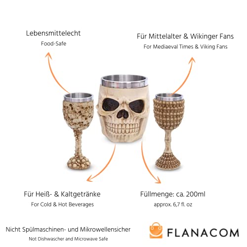 Tazza Vichinga per Bera in Set con 2 Calici - con