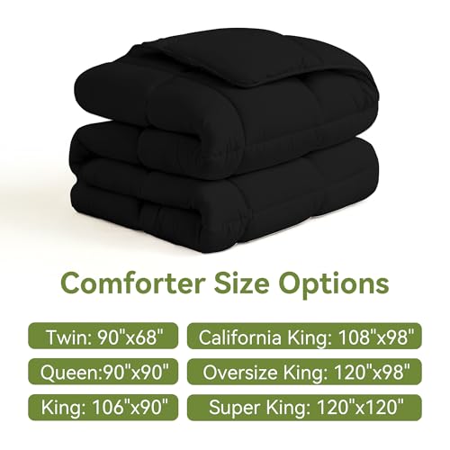 Image of L LOVSOUL Down Alternative Twin Comforter Duvet Insert,All Season Duvet Insert with Corner Tabs,Black Comforter Twin 68x90Inches