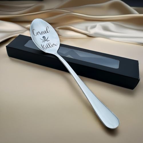 Engraved Tablespoon (18.5cm) – “Cereal Killer” – Laser Engraved Stainless Steel Spoon – Gift Box Included – Fun Gift for Cereal & Food Lovers – Available in Silver or Rainbow (Silver) - Image 2