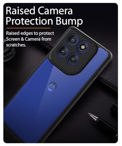 Image of WOW IMAGINE Shockproof Hybrid Back Cover for Motorola Moto Edge 60 Pro 5G | Hard Slim fit Back Case | PC & TPU | Clear Transparent Case - Black