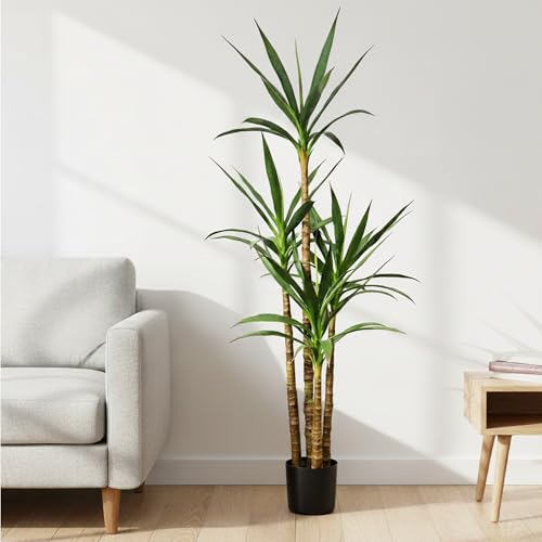 KoreTech Artificial Trees 4.8Ft Faux Tree 4 Heads Agave Plants, Tall Plant Fake Plant with Plastic...