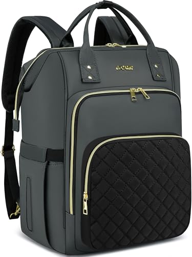 Cafele Mochilas de computadora portátil para mujeres, mochilas convertibles para profesores de enfermería, impermeables, mochilas de cercanías acolchadas, grises oscuros