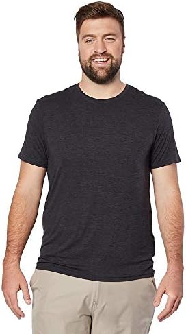 32 Degrees Mens Cool Quick Dry Active Basic Crew T-Shirt, Black Space Dye, X-Large