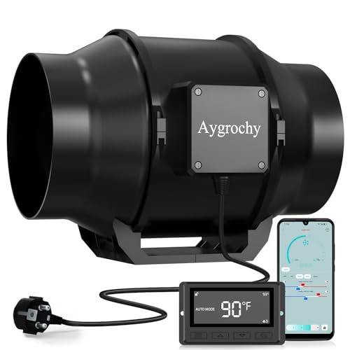 Aygrochy 150mm Wifi App Extractor de aire con motor EC trifásico de 3000 rpm, ventilador de extracción para refuerzo, carpas de crecimiento, ventilación y ventilador de escape.