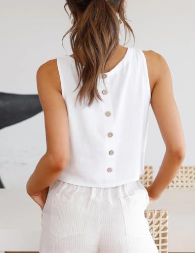 Image of IDEALSANXUN Womens Linen Crop Tank Tops 2026 Spring Summer Sleeveless Tops