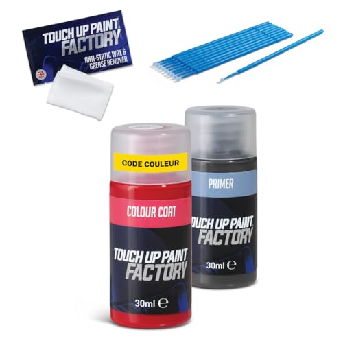 Touch Up Paint Factory – Kit de réparation de rayures tout-en-un, peinture automobile mélangée selon le code couleur pour tous les modèles – Correspondance exacte garantie Version Plus (moyen format)