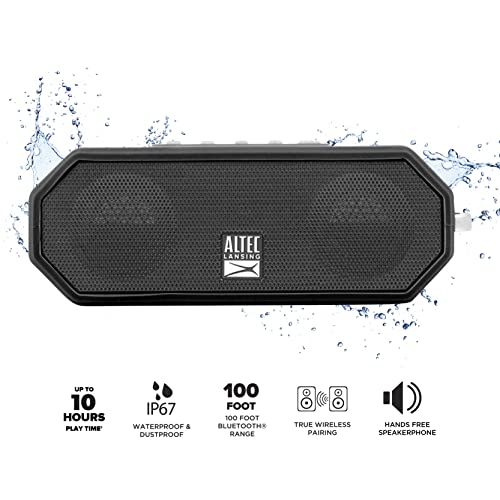 Altec Lansing Lifejacket H2O 4 - Waterproof Bluetooth Speaker, Durable & Portable Speaker With Voice Assistant, 10 Hour Battery Life & 100 Foot Range, Black #TOP1