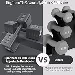 Ensemble de poids à main réglables pour les dumbbells : Sportneer 5 en 1 Ajustement du poids 11 LB Ensemble de dumbbells 2 Poids libres Fast Ajust Dumbbell Ensemble de poids pour les femmes Hommes Home Gym Exercice de force, 11LB x 2
