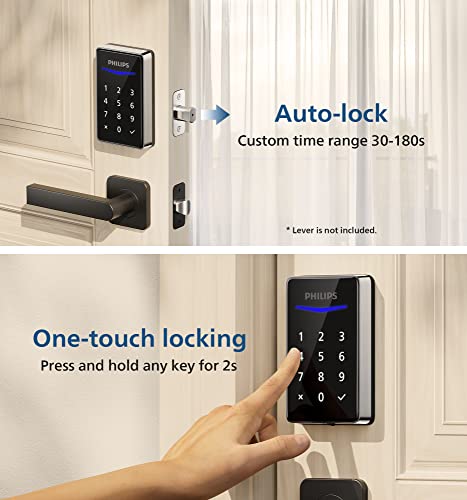 Philips Smart Lock - Keyless Entry Door Lock - Remote One-Time Code Via App - Touchscreen Keypad Nonconnected Deadbolt Lock - Satin Nickel #TOP3