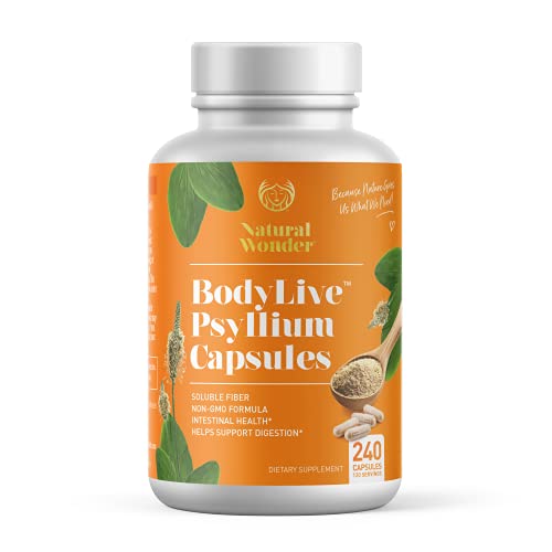 New Psyllium Husk Capsule Fiber Supplement Non-GMO 1450mg, 240 Capsules (120 Servings) for Colon Cleanse, Regularity, Healthy Digestion, Detox, prebiotic, Laxative, Heart Health, Cholesterol.