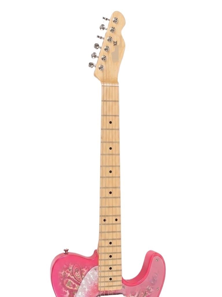 Chitarra elettrica Solid Body, Pink Paisley, tastiera in acero con pickup single-coil, full size 39" for performance sul palco e registrazione in studio (Guitarra Electrica)