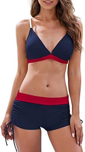 Century Star Women Two Piece Swimsuit Athletic Bathing Suits for Women Ruffled Tummy Control High Waisted Swimsuits