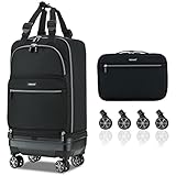 Verage Expandable Foldable Luggage Bag Collapsible Suitcases Rolling Travel Duffel Bag Lightweight Suit Case with Detachable Spinner Wheels(Black,21 Inch Expands into 24 Inch)