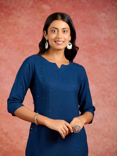 Image of Libas Womens Embroidered Viscose Straight Kurta for Women | Ethnic wear | Bridal Suit | Wedding Dress | Occasion wear