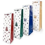 Netuno 12 bolsas para botellas de Navidad, 12 cm x 36 cm x 10 cm, bolsas de Navidad, bolsas de vino, bolsas de vino con asa