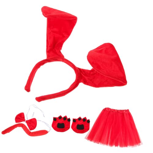 VALICLUD 3sätze Adorable Kostüm Für Wear-Resistant Hundekostüm Mit Rock Hundekopfband Und Pfotenschuhen Für Kindergartenfeiern Und Auftritte