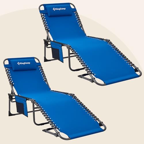 Bild 31 - KingCamp Sonnenliege Klappbar 5-Verstellbarer Rückenlehne Gartenliege klappbar Liegestuhl Strandliege Campingliege Klappbett mit Kopfkissen für Strand Garten Terrasse Pool Camping Outdoor Indoor