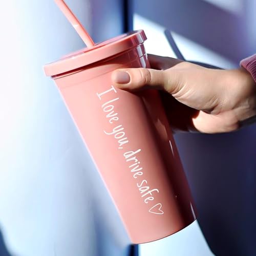 Image of I Love You Drive Safe Mirror Sticker, 4 Pack I Love You Drive Safe Rearview mirror stickers, Vinyl Tumbler Decal Sticker, Car Window Decals Funny Car Accessories for Girls Women