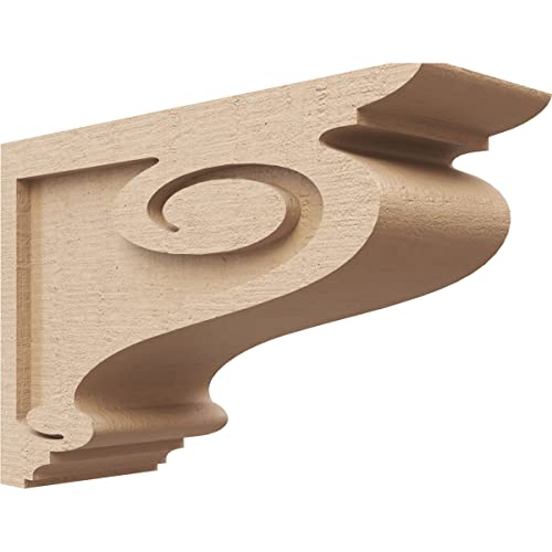 5"W x 15"D x 10"H Classic Scroll Rough Cedar Woodgrain TimberThane Corbel, Primed Tan