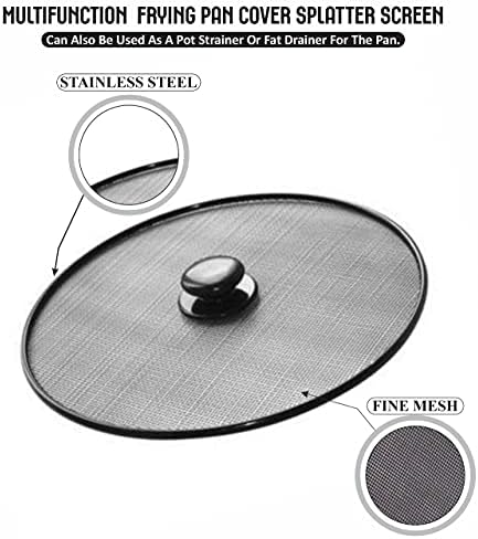 Screen Splatter Splash Shield Guard Cover Black Metal Mesh Kitchen Cooker Pan Frying 3 Pack
