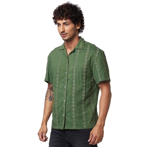 Image of Spykar Solid Half Sleeve Regular Fit Shirt for Men