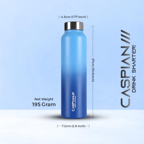 Image of CASPIAN / / / Astra ISI Certified Stainless Steel Water Bottle 1ltr. (M Blue, 1 Litre, Set of 3) | Leak Proof Thunder for Fridge Home Office Travel School Kids Boys Girls Adults Sports Gym Yoga|BPA Free