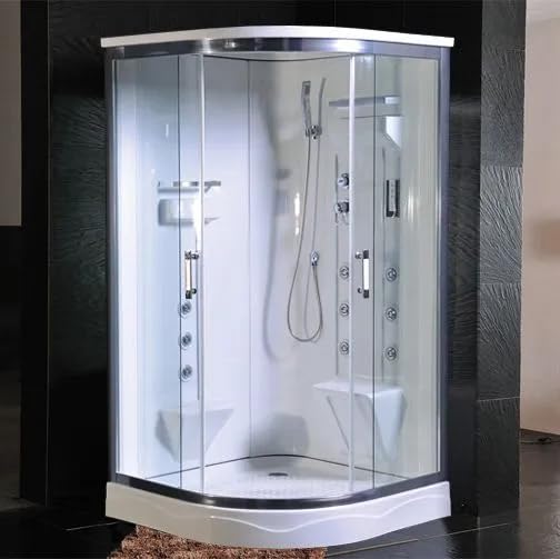 Bagno Italia Cabina de hidromasaje de 110 x 110 cm, multifuncional, con baño turco, para dos personas, con cromoterapia