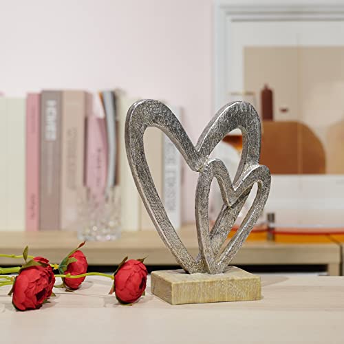 Guichifun Couple Gifts Modern Farmhouse Decor - Resin Heart Sculpture Home Décor Valentine's Day Great Gift For Husband Wife Mother Father Wedding Vows Romantic Gifts 5 X 2.25 X 6.5 Inch #TOP2