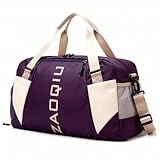 Bolsa de Viagem e Academia Mala de Mão com Área Molhada Compartimento para Tênis Alça Ajustável Ideal para Avião Academia Praia e Fim de Semana (Uva)
