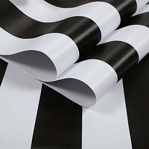 Simplelife4U Black And White Stripe Self-Adhesive Shelf Liner Contact Paper 17.7 Inch By 9.8 Feet #TOP7