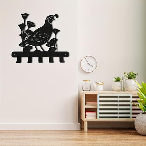 WPCJREU Charming California Quail Metal Key Hooks - 5 Hooks,