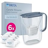 BRITA Carafe filtrante Style Essential bleue (2,4L) avec 6x MAXTRA PRO Pure Performance - Indicateur Smart Light, tient dans la porte du frigo, réduit* des impuretés, certains métaux & plus