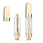 Refillable Glass Cartridge Gold Tip CBD,Screw On Tip,Ceramic Coil Glass Cartridge | 1mL 510 Thread,PP Tube Package| Gold/Liquid Free(2 Pcs Per Pack) No Nicontine