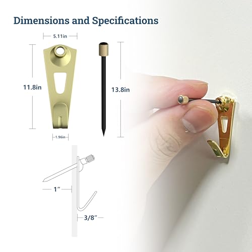 Image of 30 lb Picture Hangers, High-Caliber, Reusable, 25 Set Multipurpose Picture Hanging Kit with Nails, Ideal for Wall Art, Frames, Clocks, and Office Decor on Drywall or Wood inch