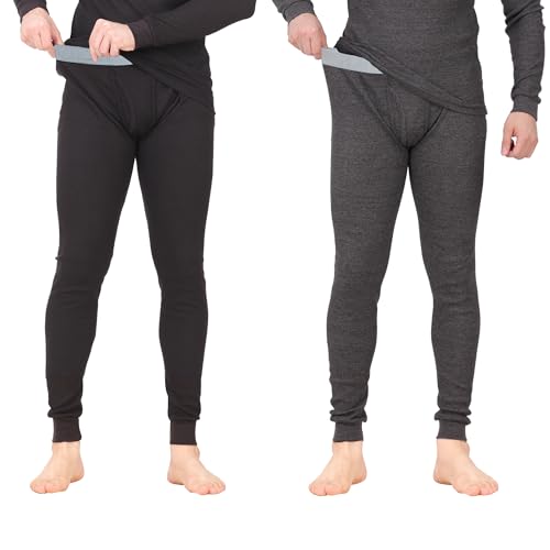 Thermal Underwear Pants for Men Long Johns Cotton Blend Base Layer Waffle Knit Bottoms Classic Cold Weather