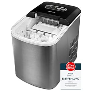 MEDION MD 17739 ijsblokjesmaker, 2,2 liter watertank, 2 formaten ijsblokjes, elektronisch bedieningspaneel, roestvrij staal