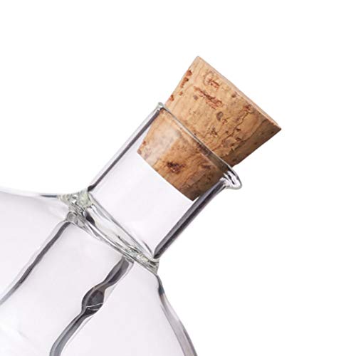 KitchenCraft World of Flavours 2-in-1 Round Olive Oil Dispenser and Vinegar Bottle - Clear Glass, 8.5 x 12 x 10.5 cm