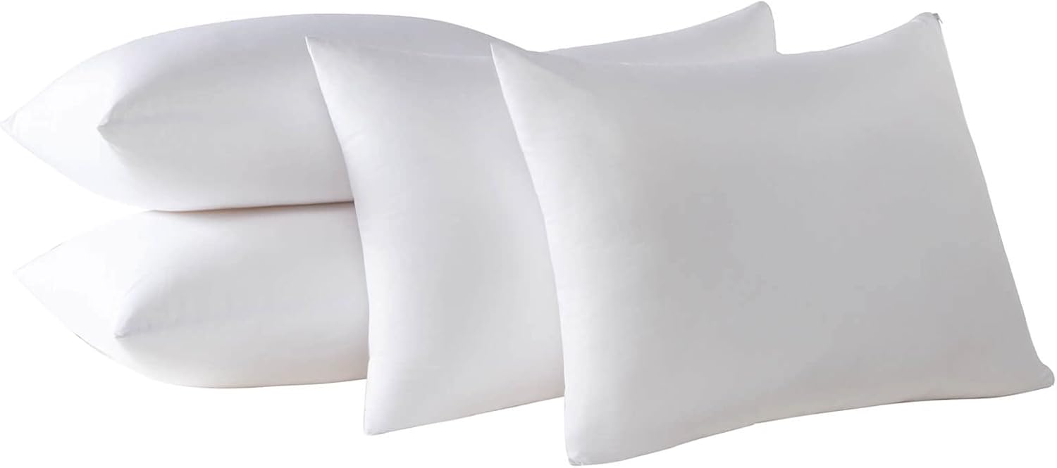 4 Pack Cooling Bamboo Viscose Feather Proof Pillow Protectors with Zipper Queen Size Waterproof Down Proof Covers for Bed Pillows