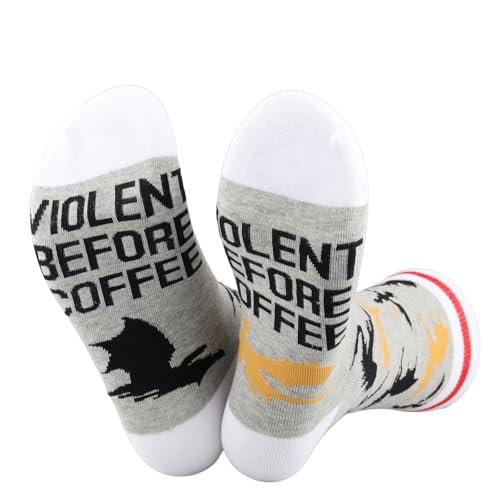 TSOTMO Dragons Book Inspired Novelty Socks for Reader Dragon Rider Gift Booktok Merch Gift for Book Lovers (US Alpha One Size Regular Regular BEFORE COFFEE)