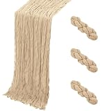 Yorcari 3 Pack Beige Cheesecloth Table Runner...