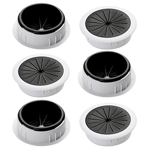 6 pièces Passe-Câble Passe Cable Bureau 60mm(2.4 inch) Passe Cable Rond,Canal de Câble en Plastique Organisateur de Câbles Passe-Câbles De Bureau Cache-câble pour Câble Rond Cache Cable (Blanc) Cover