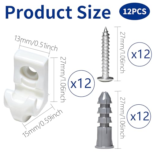 image for LordandLand 12 Pack White Down Wall Clip Closet Shelves Clips Wire She