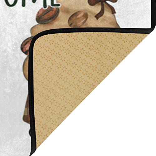 Aslsiy Coffee Gnome Kitchen Rug Coffee Beans Area Rug Door Mats Bath Rugs Welcome Non Slip For Floor Bedroom Living Room Home Decor 39" X 20" #TOP6