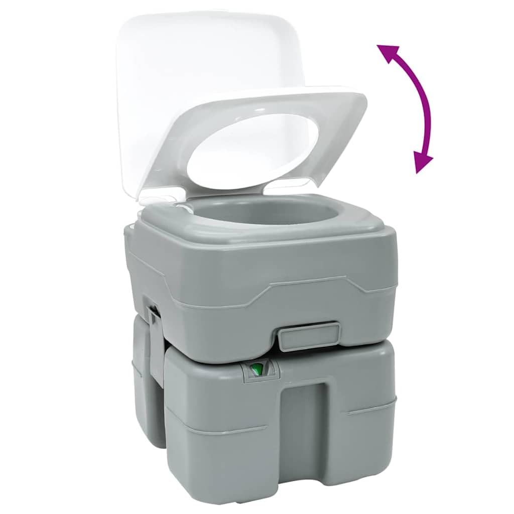 Graue Camping-Toilette aus hochdichtem Polyethylen, 41,5 x 36,5 x 42 cm, tragbar für Outdoor Camping wandern Trekking, Zelt und Reise, leicht zu reinigen für Ausflug und biwak
