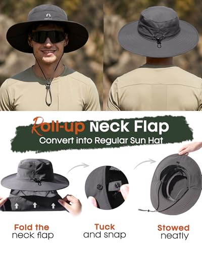 Image of FURTALK Sun Hats for Men Women Fishing Hat with Neck Flap UPF Protection